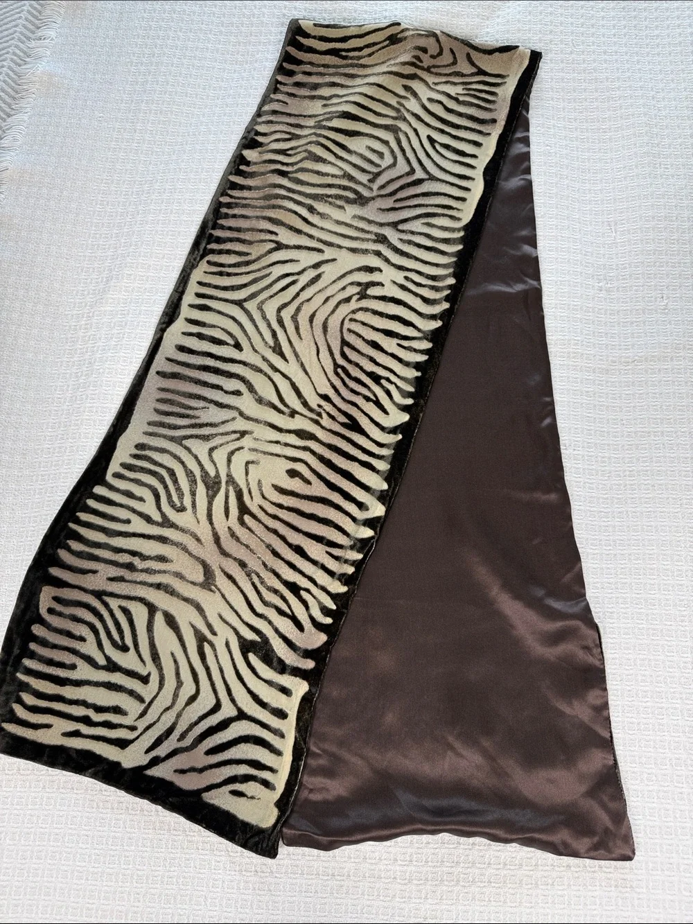 Ellen Tracy brown and tan animal print velvet scarf